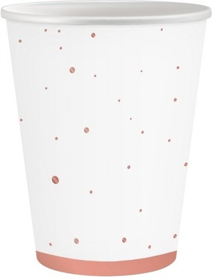 Kubeczki Kubki Papierowe w Różowo-Złote Kropki Ciepłe i Zimne Napoje 250 ml