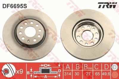 DF6695S DISCO DE FRENADO SEAT ALHAMBRA 10-  