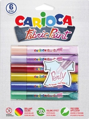Farby do tkanin CARIOCA Pearl perłowe 6 kolorów