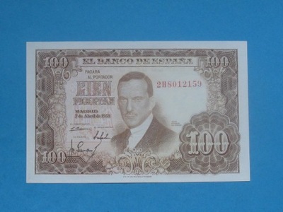 Hiszpania Banknot 100 Pesetas 1953 ! UNC P-145