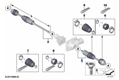 Приводной вал приводная передняя левая bmw x3 f25 / x4 f26 оригинальный номер фото №1
