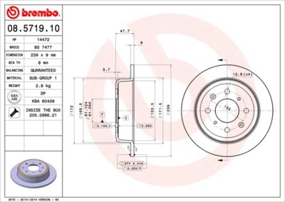 ДИСКИ ТОРМОЗНЫЕ ТОРМОЗНЫЕ ЗАД BREMBO 08.5719.10 08571910