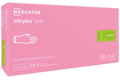 MERCATOR nitrylex RĘKAWICE nitrylowe RÓŻOWE S pink