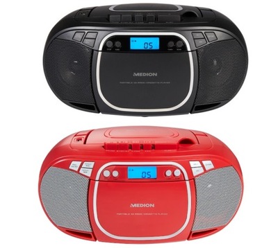 BOOMBOX STEREO FM MD44176 CD-MP3 USB KASETA AUX CZERWONY