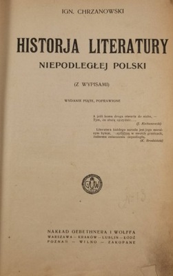 Historja literatury niepodległej Polski Chrzanowsk