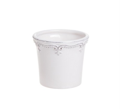 Osłonka ceramiczna biała z ornamentem 7cm