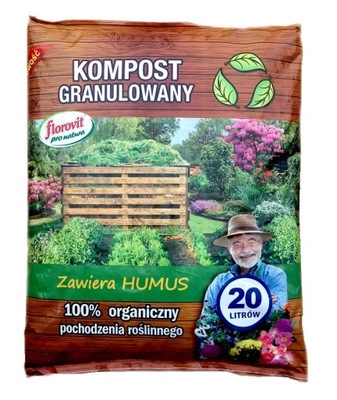 Nawóz organiczny naturalny Florovit granulat 20l kompost HUMUS