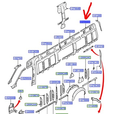 FORRO LADO DE CARROCERÍA PARTE TRASERA FORD TRANSIT 2004-14  