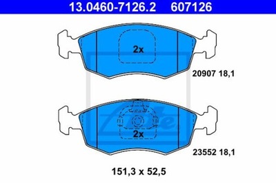 ATE 13.0460-7126.2 ZAPATAS DE FRENADO PARTE DELANTERA FIAT PALIO/STRADA 98-11  