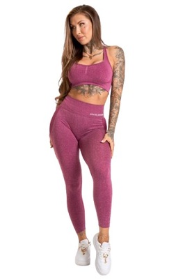 GYM GLAMOUR LEGGINSY MELANGE CHERRY WIŚNIA L