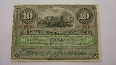Banknot Kuba 10 pesos 1896 stan 3