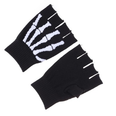 Rękawiczki bez palców męskie Halloween szkielet Cosplay