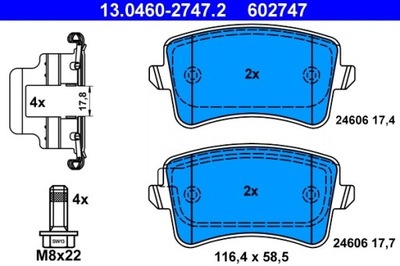 КОЛОДКИ ТОРМОЗНЫЕ VW ЗАД A4/A5/Q5 07- 2,0-4,0/QUATTRO ДИСК 330MM 13.0460-2