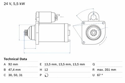 BOSCH STARTERIS VOLVO 8700 9700 9900 B12 FH FH12 FM12 