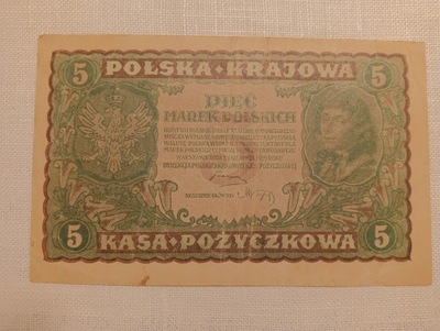 Stary banknot 5 marek polskich 1919 r