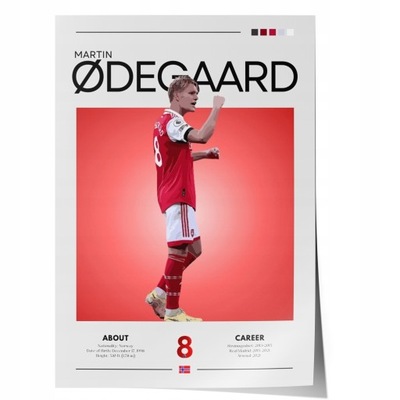 Plakat Martinn Odegaard Arsenal Norwegia Piłka nożna A3