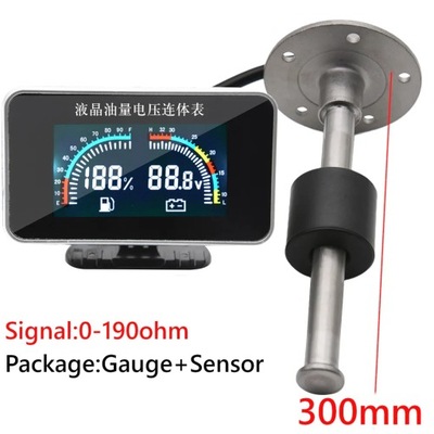 Digital 2 IN 1 Fuel Level Gauge Voltmeter Wit 