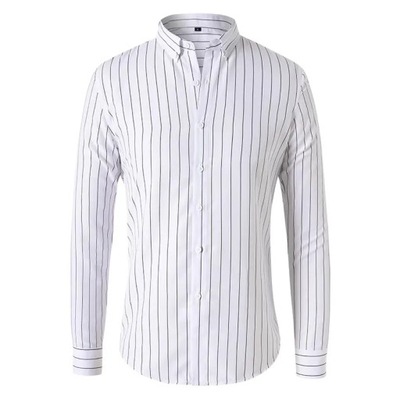 Korean Long Sleeve Striped Shirt Men Clothing Simp