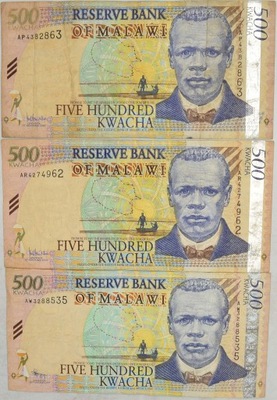 2.dbr.Zest.Malawi, Banknoty 500 Kwacha szt.3