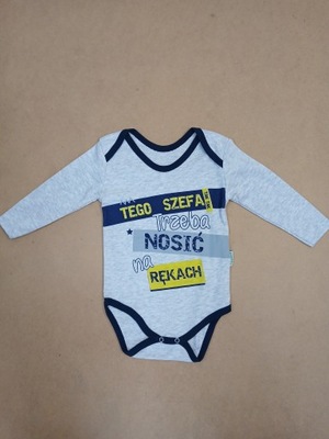 Body dziecięce niemowlęce długi rękaw z nadrukiem rozmiar 80