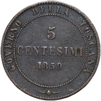 Toskania 5 centesimi 1859