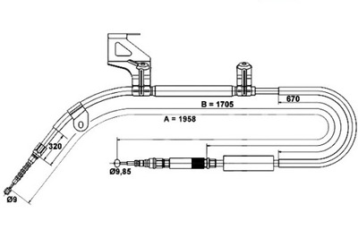 ТРОС ТОРМОЗА РУЧНОГО AUDI A6 1.8-3.7 01.97-01.05