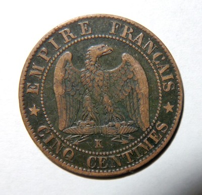 D287/ FRANCJA 5 CENTIMES 1861 K