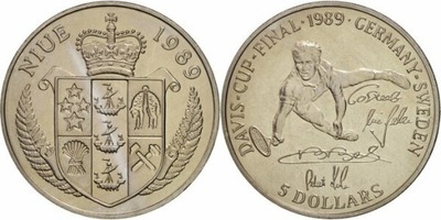 NIUE 5 dolarów 1989 Davis Cup Becker Tenis