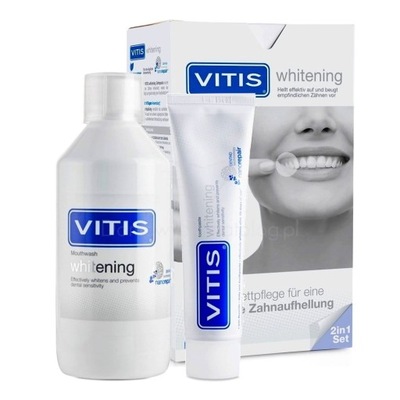VITIS Whitening zestaw 2w1 - pasta do zębów i płyn