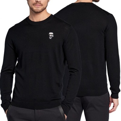 Karl Lagerfeld sweter męski klasyczny czarny logo XXL