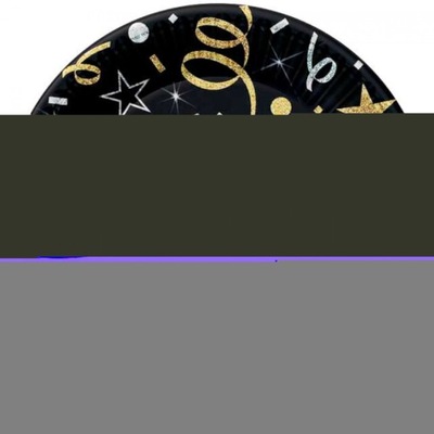 TALERZYKI papierowe HAPPY BIRTHDAY czarne urodziny