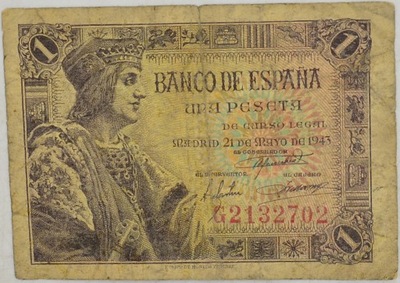 6.Hiszpania, 1 Peseta 1943, P.126.a, St.3
