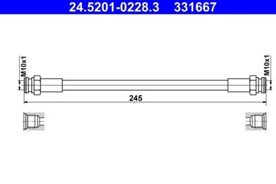 CABLE DE FRENADO ELAST. OPEL T. CORSA 10-16/13-17 ATE 24.5201-0228.3  