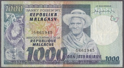 Madagaskar - 1000 franków 1974-75 (VF-VG)
