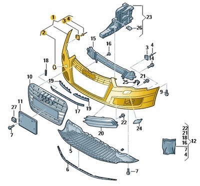 NOWE ORIGINALŪS APKALA BUFERIO AUDI A6/S6 2011 - 2014 