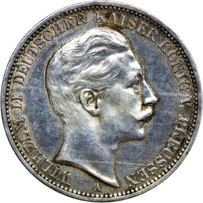 Prusy, 3 marki 1909 A, Wilhelm II, st. 2-