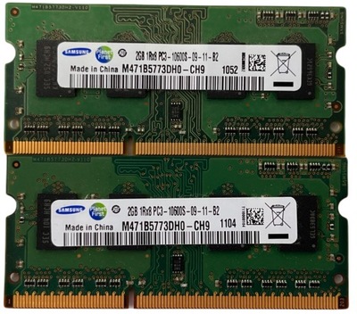 Samsung 4GB (2X2GB) DDR3 1333MHZ PC3 10600S 09 11 B2 1033