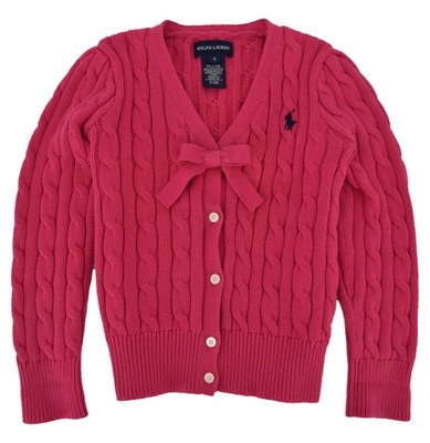 RALPH LAUREN sweter dziewczęcy różowy rozpinany bawełna 5L