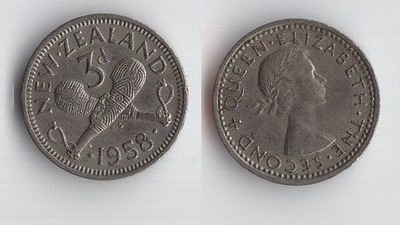 NOWA ZELANDIA 1958 3 PENCE