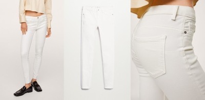 MANGO białe spodnie jeansy SKINNY PUSH-UP 42/44