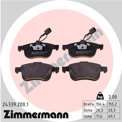 ZIMMERMANN 24339.200.1 КОЛОДКИ ТОРМОЗНЫЕ