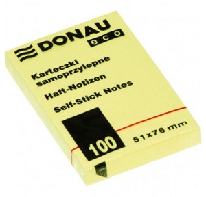 Karteczki samoprzylepne Eco 51x76 mm żółte DONAU