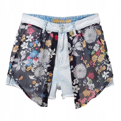 DESIGUAL unikatowe spodenki jeansowe 32 (L)