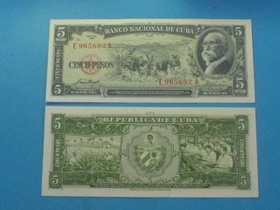 KUBA Banknot 5 Pesos 1958 !! UNC P-91 Rzadki