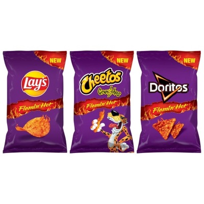 Chipsy chrupki Doritos Cheetos Lay's Flamin' Hot o smaku pikantnym 75 g