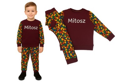 DRES KOMPLET DLA CHŁOPCA SPODNIE BLUZA IMIĘ KLOCKI 116