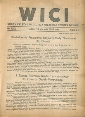 WICI organ ZMW Rzplitej Polskiej; 3 numery z 1945 roku