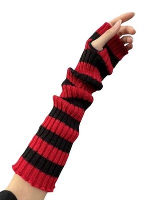 Rękawiczki bez palców długie zimowe czerwono czarne