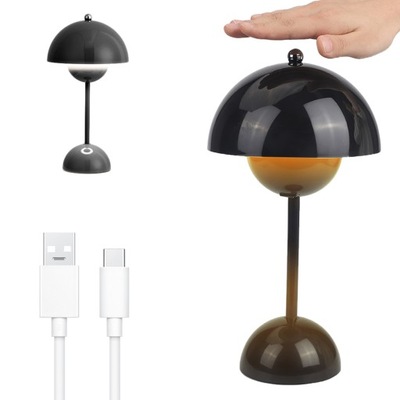 Mini akumulatorowa bezprzewodowa lampa grzybkowa nocna LED czarny