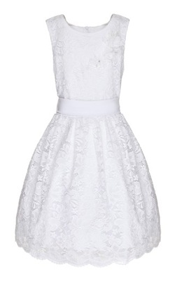 sukienka dla dziewczynki z koronki biała 158